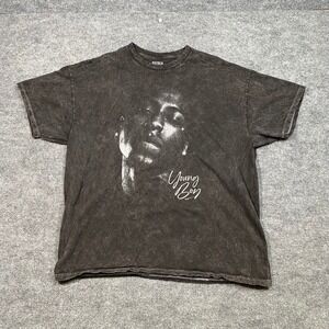 Never Broke Again NBA YoungBoy Graphic Tee Charcoal Mineral Wash Mens XL